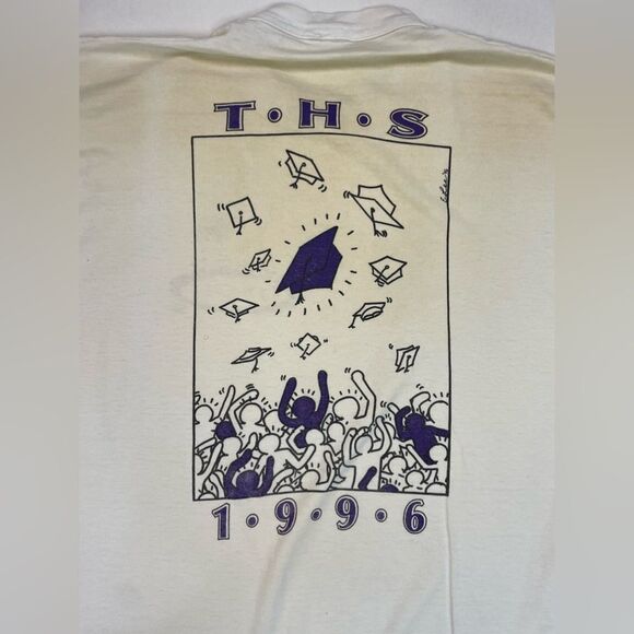 VINTAGE Tottenville High School 1996 Art T-shirt Men XL 90s Single Stitch - Picture 2 of 9